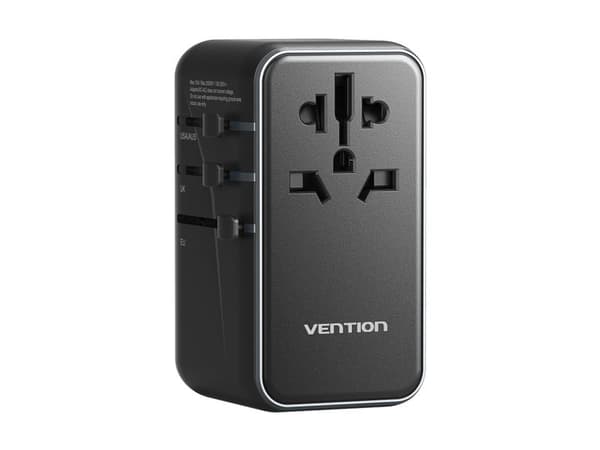 POWER ADAPTER TRAVEL 4PORT BLACK FJGB0 VENTION