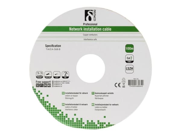 DELTACO TP-70 - Bulkkabel - 100 m - SFTP - CAT 7 - grå