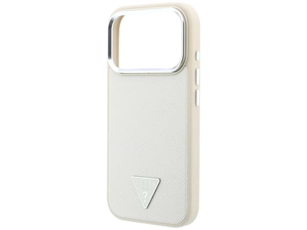 Etui Guess Grained Triangle Logo MagSafe do iPhone 18 Pro Max / 17 Pro Max bezowy