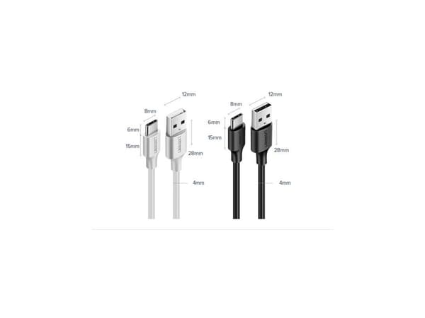 Ugreen 60118, 2 m, USB C, USB A, USB 2.0, Svart