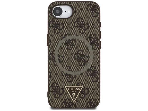 Guess 4G Ring Triangle Logo MagSafe-etu til iPhone 16e - Brun
