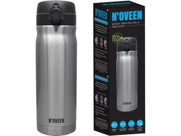 Noveen termoflaske tb802 400 ml sølv
