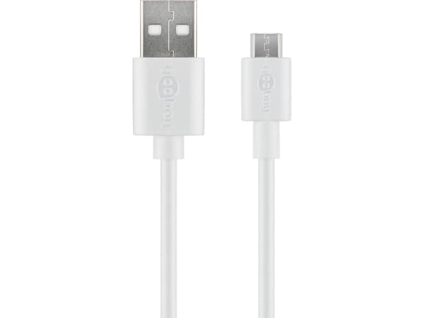 Goobay 38666, 2 m, USB A, Micro-USB B, USB 2.0, 0,48 Gbit/s, Hvit