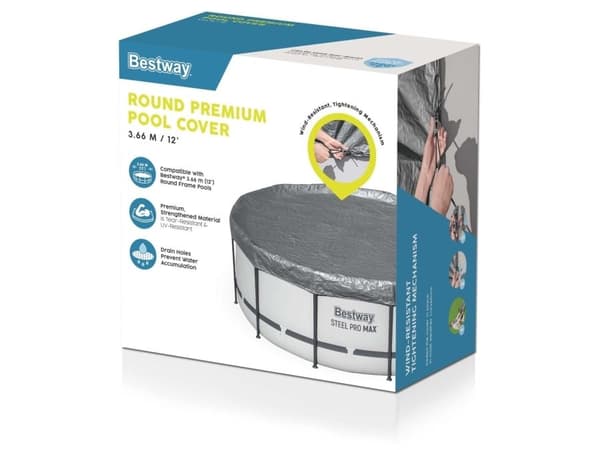 Bestway 58949, Säkerhetsskydd till pool, Ovanmarkspool, Rund, Grå, Polyeten, Polypropylen (PP), 3,7 m