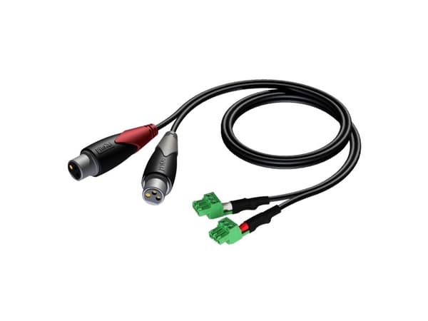 AUDAC CLA835, 2 x XLR (3-pin), Hunkjønn, 2 x Terminal, 1,5 m, Sort, Grønn, Grå