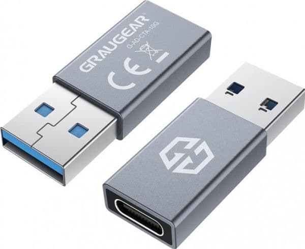 USB-adapter Graugear USB-A til USB-C sølv (G-AD-CTA-10G)