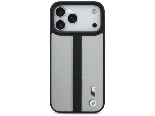 Etui BMW M Perforated Stripe Logo MagSafe til iPhone 17 Pro Max grå