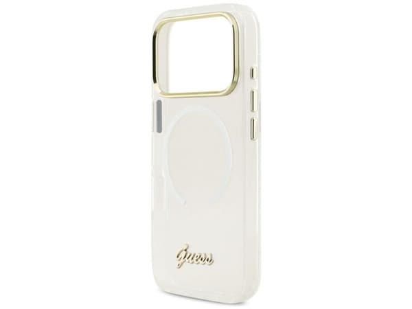 Guess IML Gradient Script metall MagSafe-skal till iPhone 17 Pro - vit
