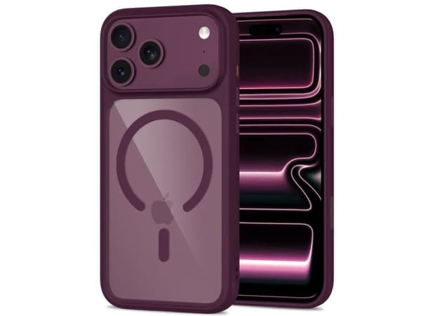 Tech-Protect MagOne CC MagSafe Case + Tempered Glass 2-Pack for iPhone 18 Pro Max / 17 Pro Max - Clear Burgundy