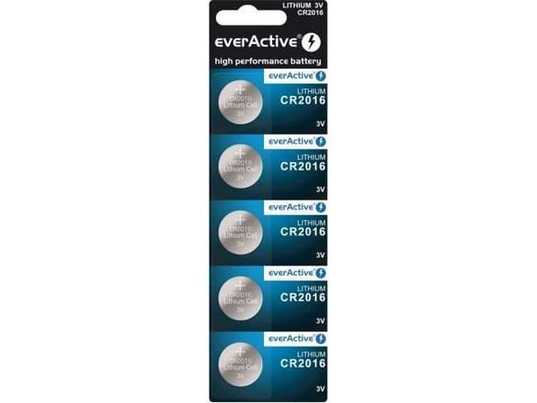 Everactive CR20165BL, Engångsbatteri, CR2016, Litium, 3 V, 5 styck, 75 mAh