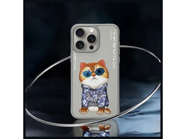 Nimmy Glasses Cool Cat Case for iPhone 15 Pro - Gray