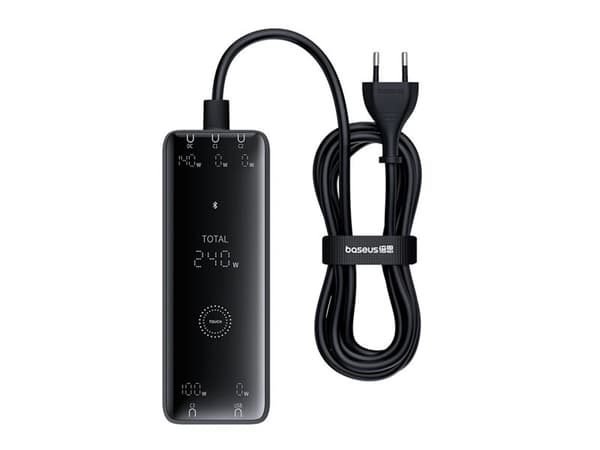 Baseus Digital GaN vegglader 240W (3xUSB-C + 1xUSB-A) - svart
