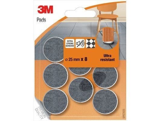 3M SP87A35, Grå, Hvit, Felt, Rund, 2,5 cm, 8 stykker