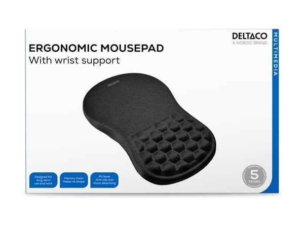 DELTACO MA-0100 - Musematte - ergonomisk - svart