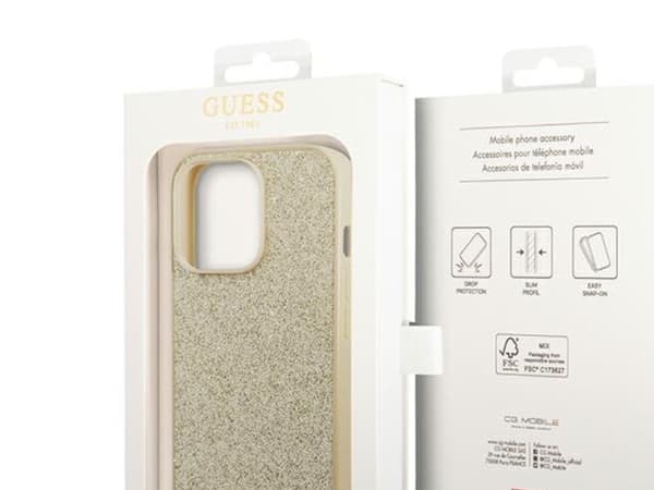 Guess Glitter Script fodral för iPhone 14 Pro - guld