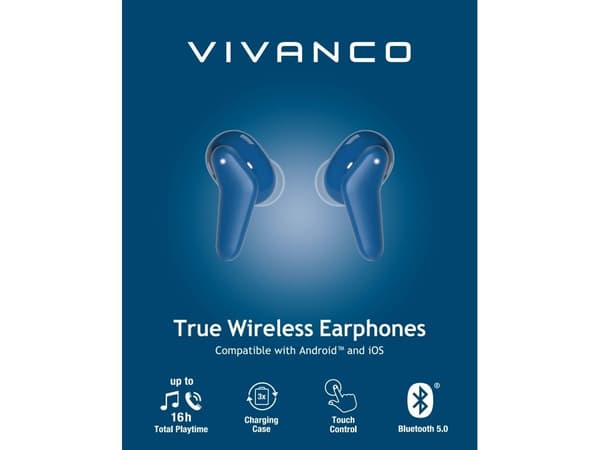 Vivanco Fresh Pair, Trådlös, Samtal/musik, Headset, Blå