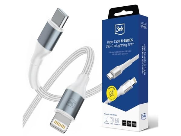 3MK USB-C - USB-C 2m USB-kaapeli Musta-harmaa