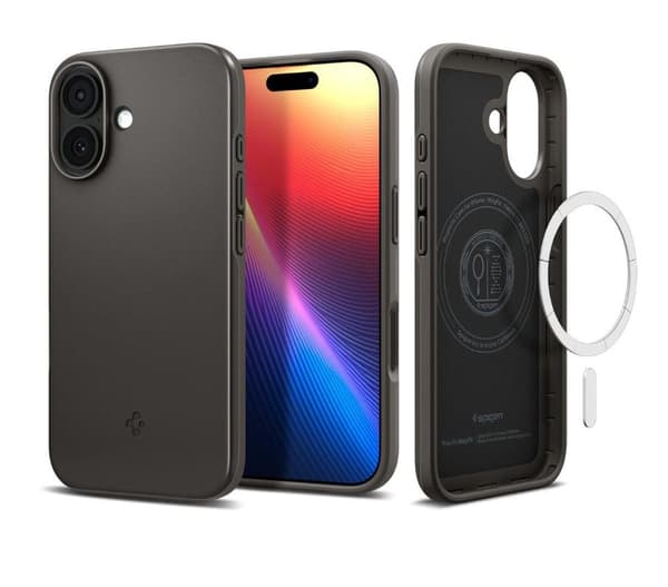 Spigen Thin Fit (MagFit), Mobilskal, Apple, iPhone 17, 16 cm (6.3"), Mörkgrå