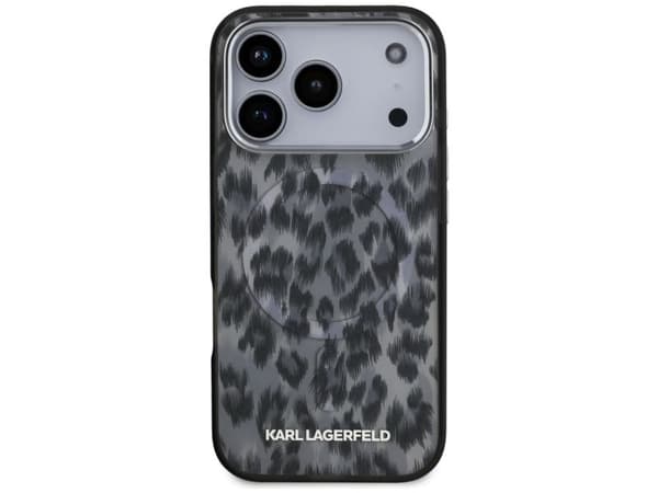 Karl Lagerfeld IML Leopard Pattern MagSafe Case for iPhone 17 Pro - Black