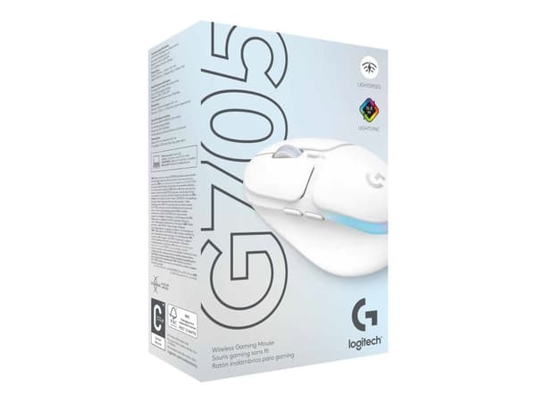 Logitech G G705 - Mus - små hender - 6 knapper - trådløs - Bluetooth - USB Logitech LIGHTSPEED-mottaker - hvit