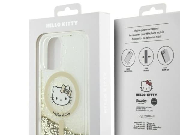 Hello Kitty Liquid Glitter Fever MagSafe iPhone 16-deksel - gull