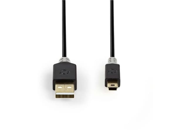 Nedis CCBW60300AT20, 2 m, USB A, Mini-USB B, USB 2.0, 480 Mbit/s, Anthracit