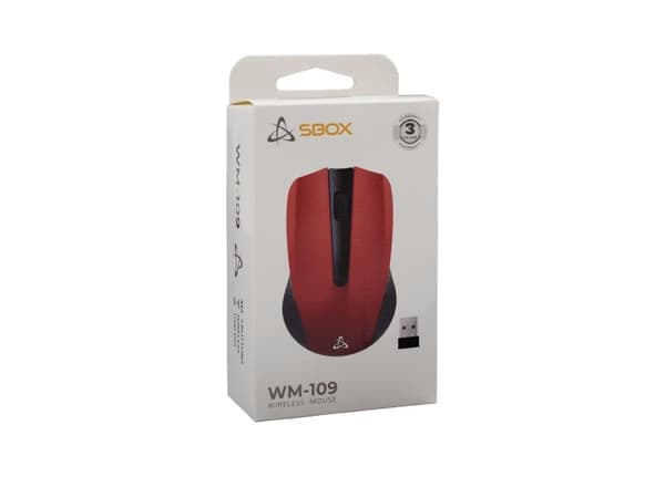SBOX WM-109R, optisk, USB typ A, 1000 dpi, röd