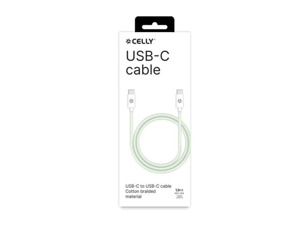 Celly USBCUSBCCOTTGN, 1,5 m, USB C, USB C, Grønn, Hvit