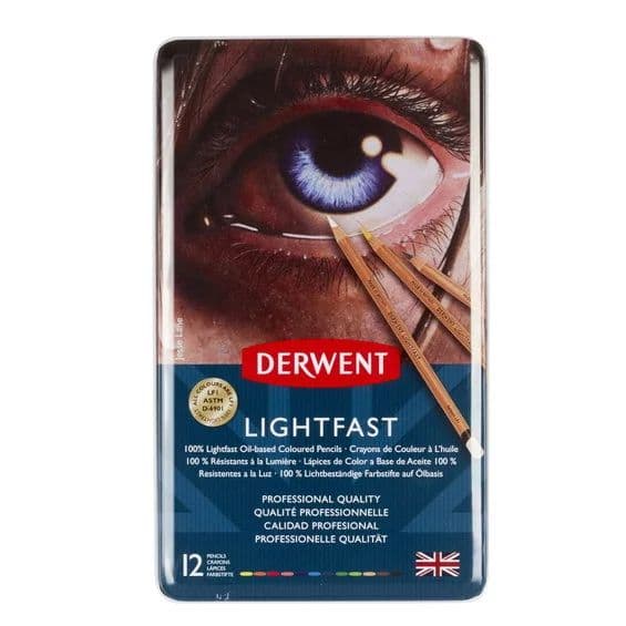 Derwent Lightfast 12 stk tin, oliebaseret farveblyant