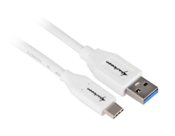 Sharkoon USB 3.1-kabel A-C - vit - 1 m