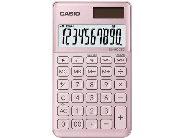 Casio SL-1000SC - Kalkulator - 10 sifre - solcellepanel, batteri - rosa