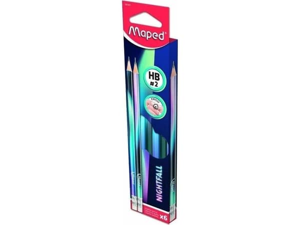 Maped Nightfall HB viskelærblyant (6 stk) MAPED