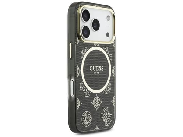 Guess IML Peony Dot MagSafe Case for iPhone 17 Pro - Black