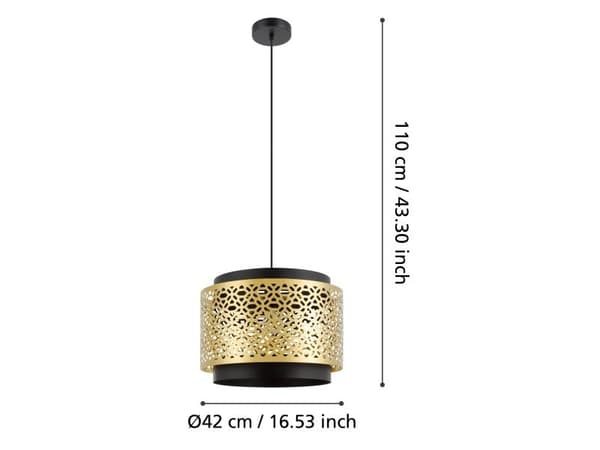 EGLO SANBACH PENDEL Ø420 E27 SORT/MESSNING
