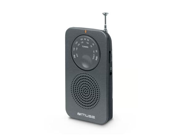 Muse M-01RS, Personal, Analog, FM, MF, 3,5 mm, Svart, Rotations-