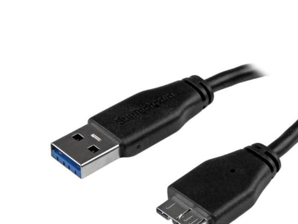 StarTech.com Slim Micro USB 3.0 kabel – 3 m - USB-kabel - Micro-USB typ B (hane) till USB typ A (hane) - USB 3.0 - 3 m - formpressad - svart - för ...