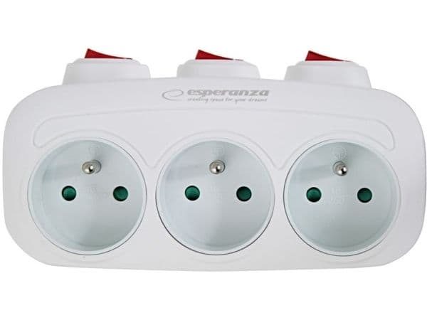 Esperanza ELK307W Electrical Splitter 3 sockets switch White