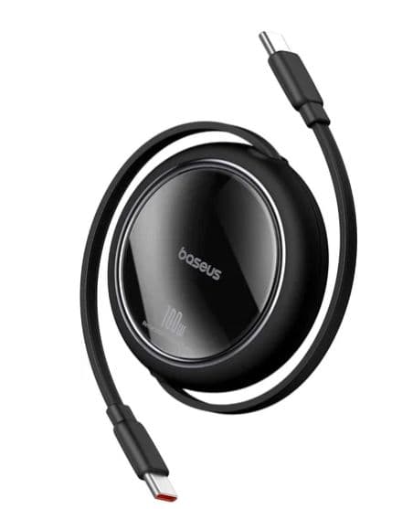 Baseus Free2Pull 100W USB-C - USB-C 2m sisäänvedettävä kaapeli (2 kpl) - musta