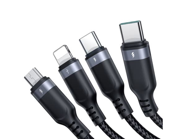 Joyroom multi-use S-A18 kabel 4-i-1 USB-A til USB-C / USB-C / Lightning / micro USB 1,2 m svart