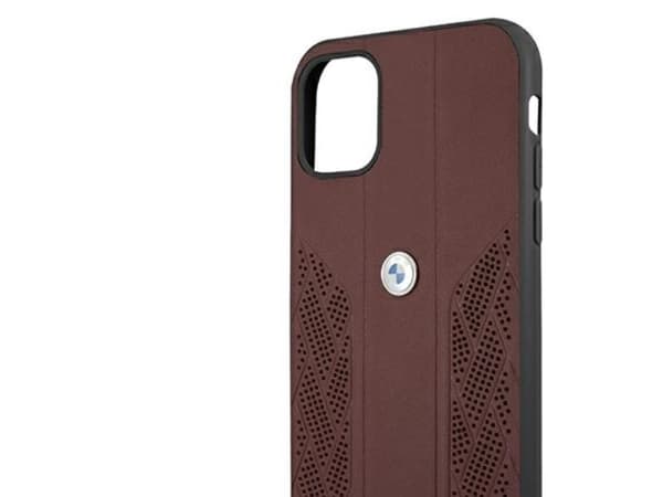 BMW lær Curve perforert deksel for iPhone 11 / Xr - rød
