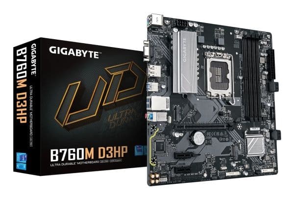 GIGABYTE B760M D3HP, Intel, LGA 1700, Intel® Celeron®, Intel Core i3 12th Gen, Intel Core i3 13th Gen, Intel Core i3 14th Gen, Intel..., LGA 1700, ...