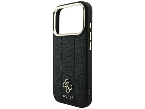 Guess Stripe Peony 4G Logo MagSafe Case for iPhone 17 Pro / 18 Pro - Black