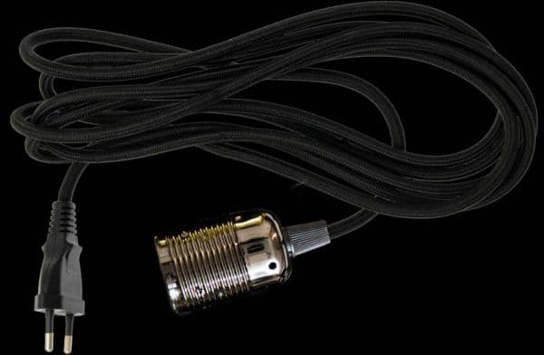 4 m DANLAMP TEXTILE CABLE BLACK CHROME E27