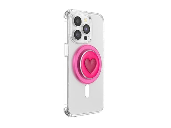 PopSockets Popsockets Crystal Heart MagSafe grep + stativ til telefon rosa