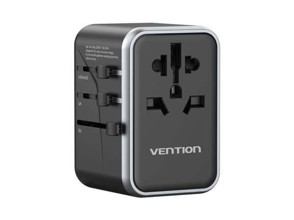 Vention FJFB0 GaN 2xUSB-C 2xUSB-A Universal Travel Adapter 65W (black)