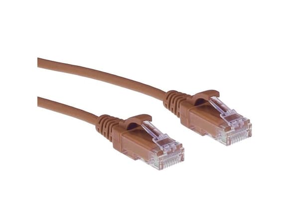 Brown 2 meter LSZH U/UTP CAT6 patchkabel datacenter slimline, snagless med RJ45