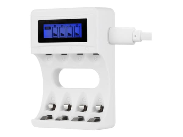 DELTACO - 4-6 t batterilader - (for 4xAA/AAA) - hvit
