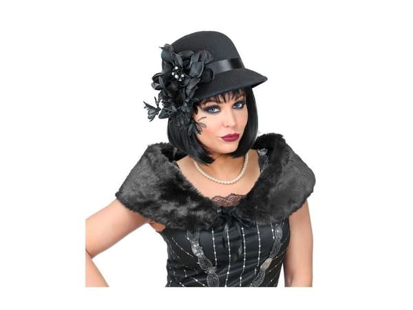 Svart charleston-hatt