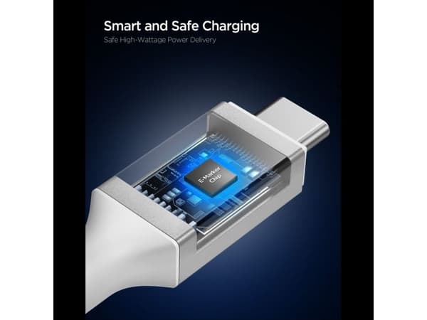 Spigen Essential EB24015CC USB-C till USB-C 240W-kabel 150 cm - Vit