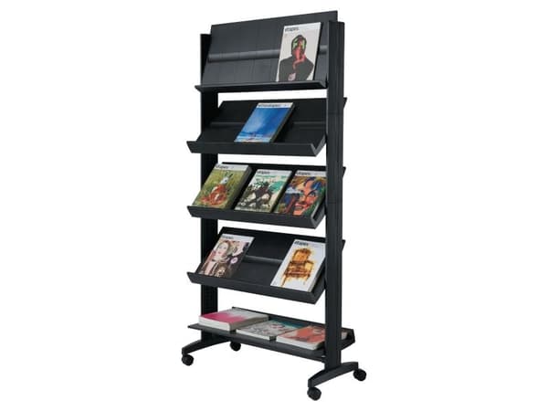 Brochurestativ paperflow easydisplays, bred hylde, sort